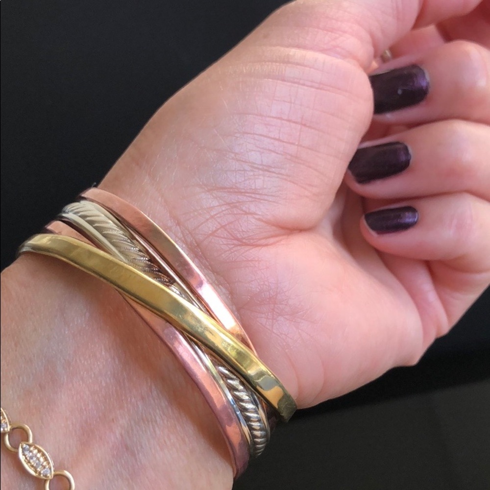 Tricolor Sterling Silver Bangle